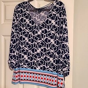 Kaari Blue women's long-sleeved, open sleeve shirt, size 3X